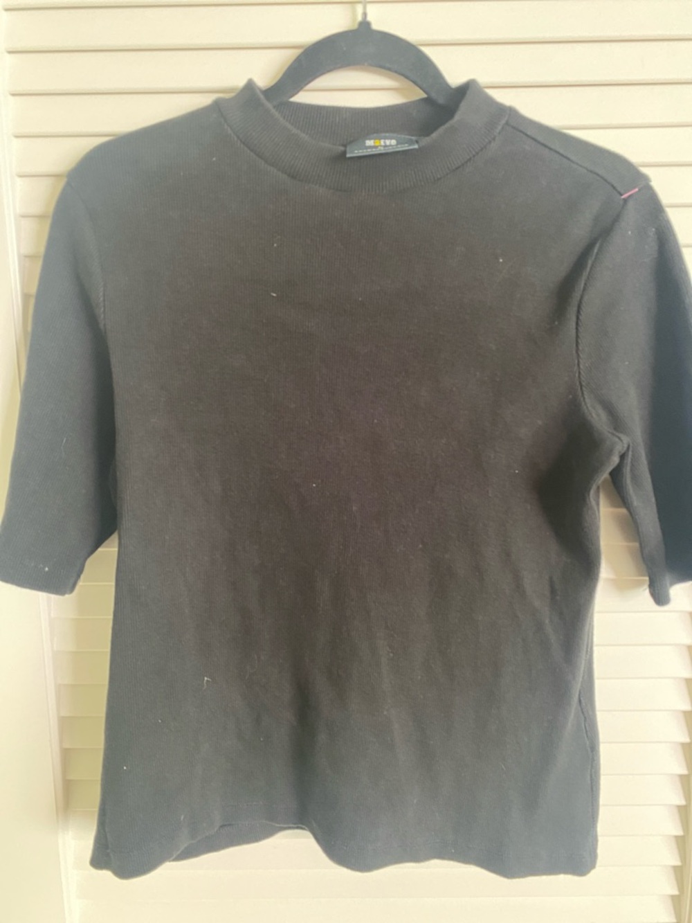 Anthropologie Black Ribbed Short Sleeve Tee